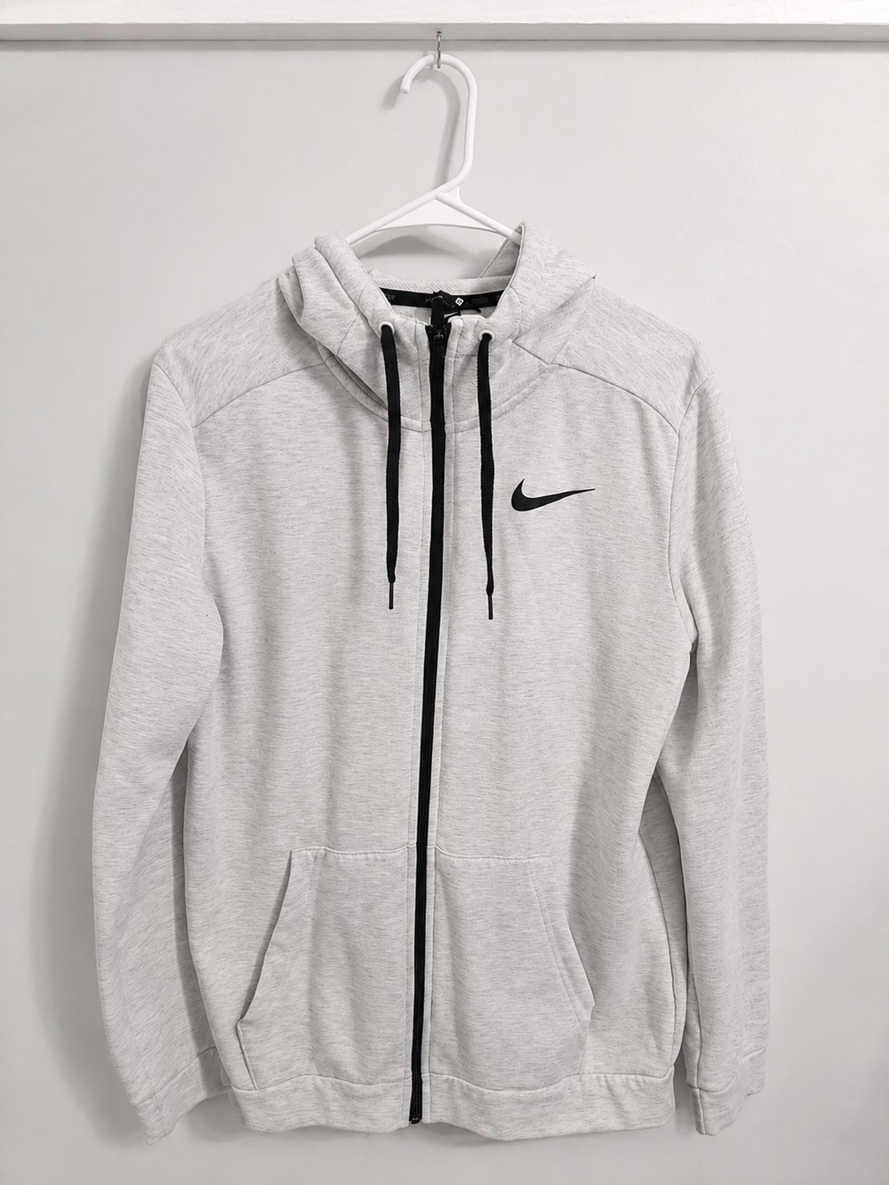 Nike Light Gray Full-Zip Hoodie with Black Trim